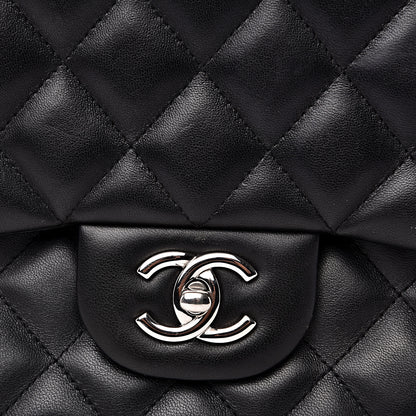 Chanel Lambskin Quilted Jumbo Double Flap Black 7 of 16