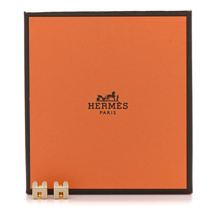 Hermes Gold Lacquered Mini Pop H Earrings Marron Glace 5 of 5