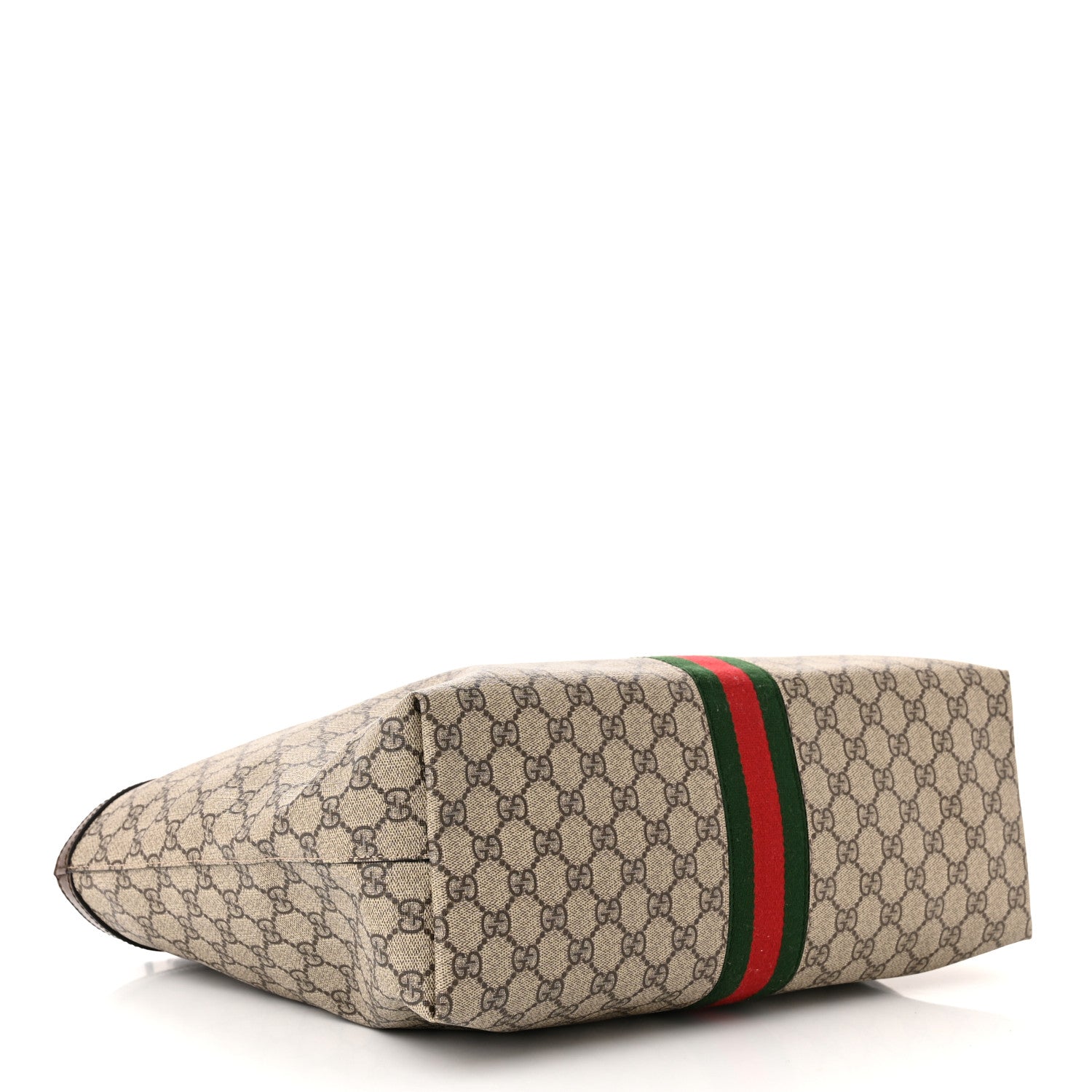 Gucci GG Supreme Monogram Textured Calfskin Web Medium Ophidia Shopping Tote Beige Ebony New Acero 4 of 10