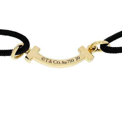 Tiffany 18K Yellow Gold Mini T Smile Cord Bracelet Black 3 of 4