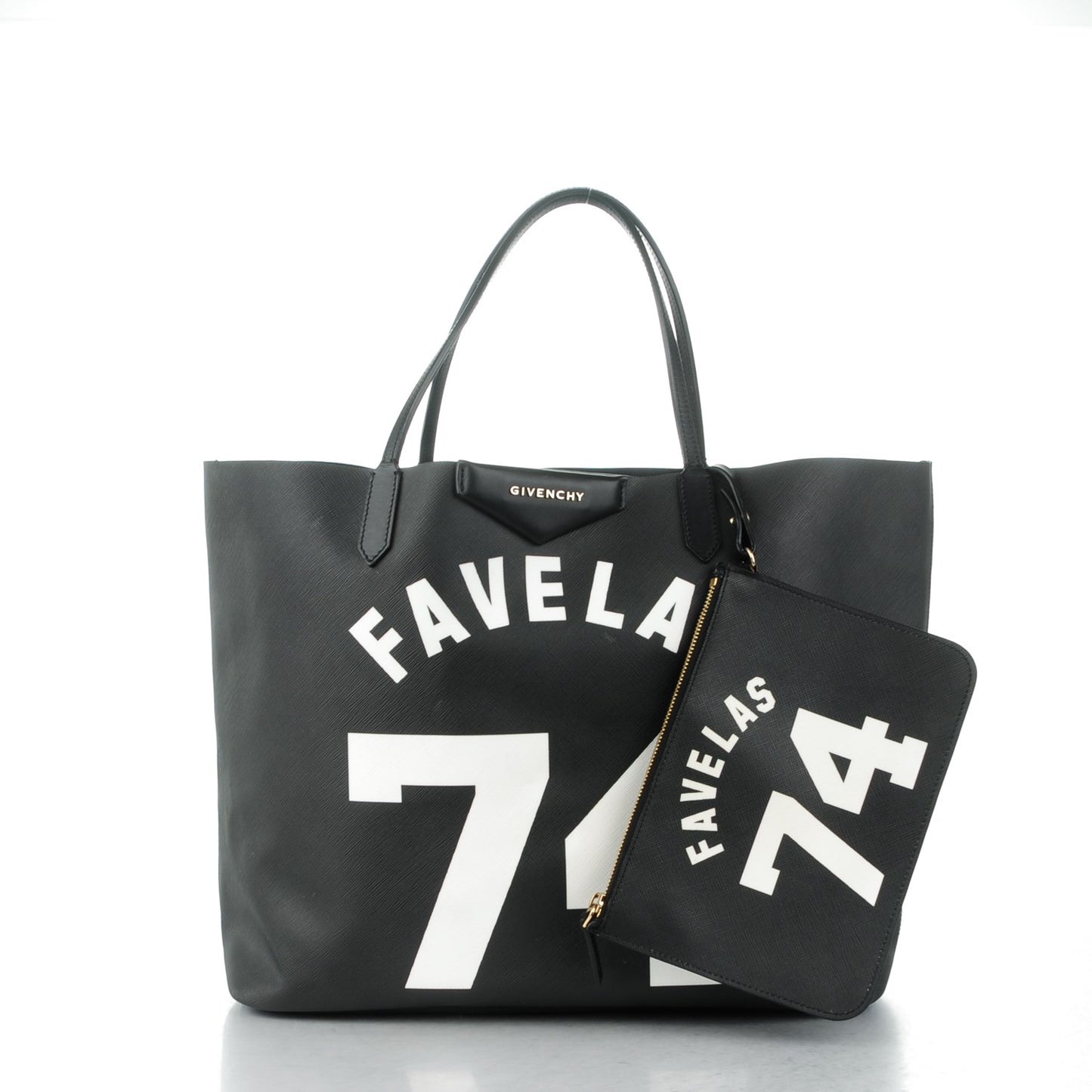 Textured Coated Canvas Favelas Large Antigona Tote Black