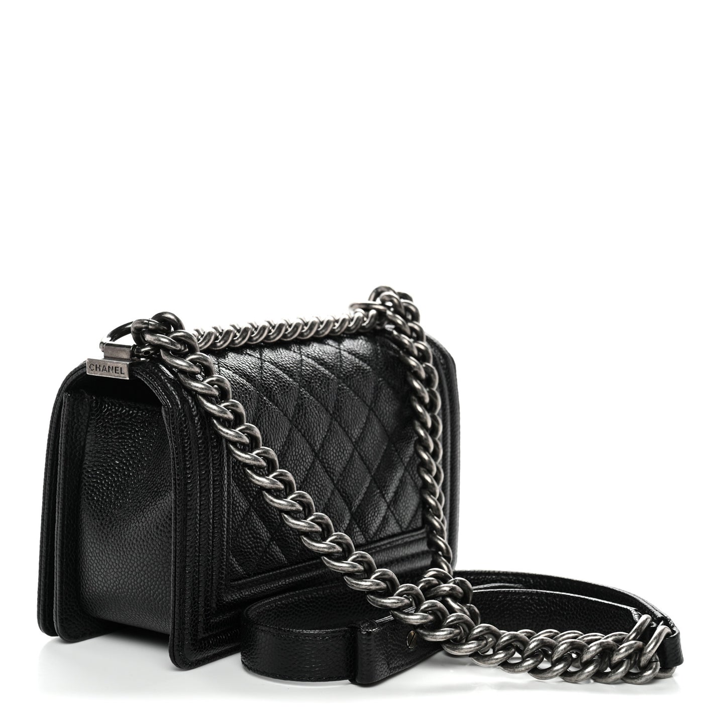 Caviar Quilted Small Boy Flap Black