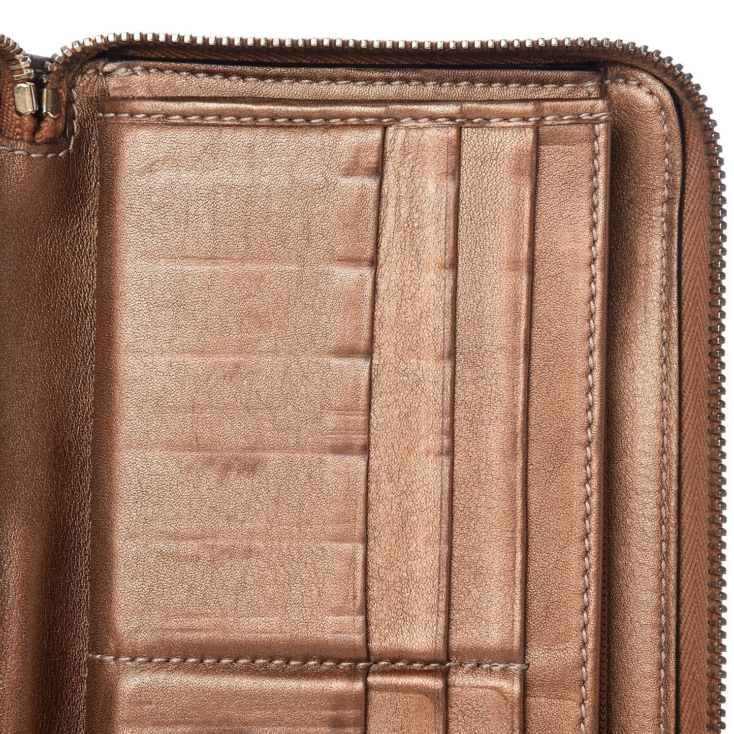 Metallic Guccissima Twins Zip Around Organizer Wallet Bronze