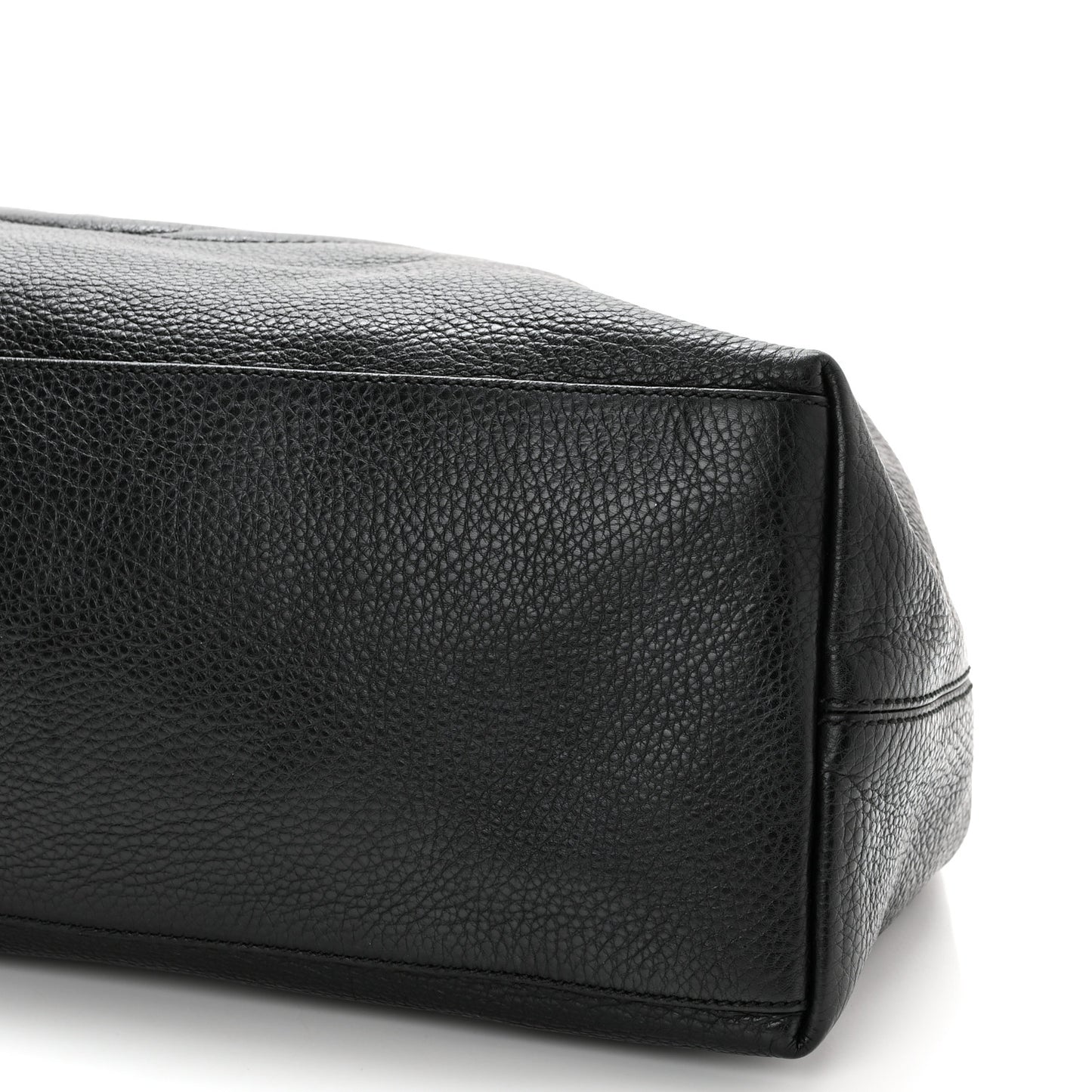 Pebbled Calfskin Large Soho Chain Shoulder Bag Black