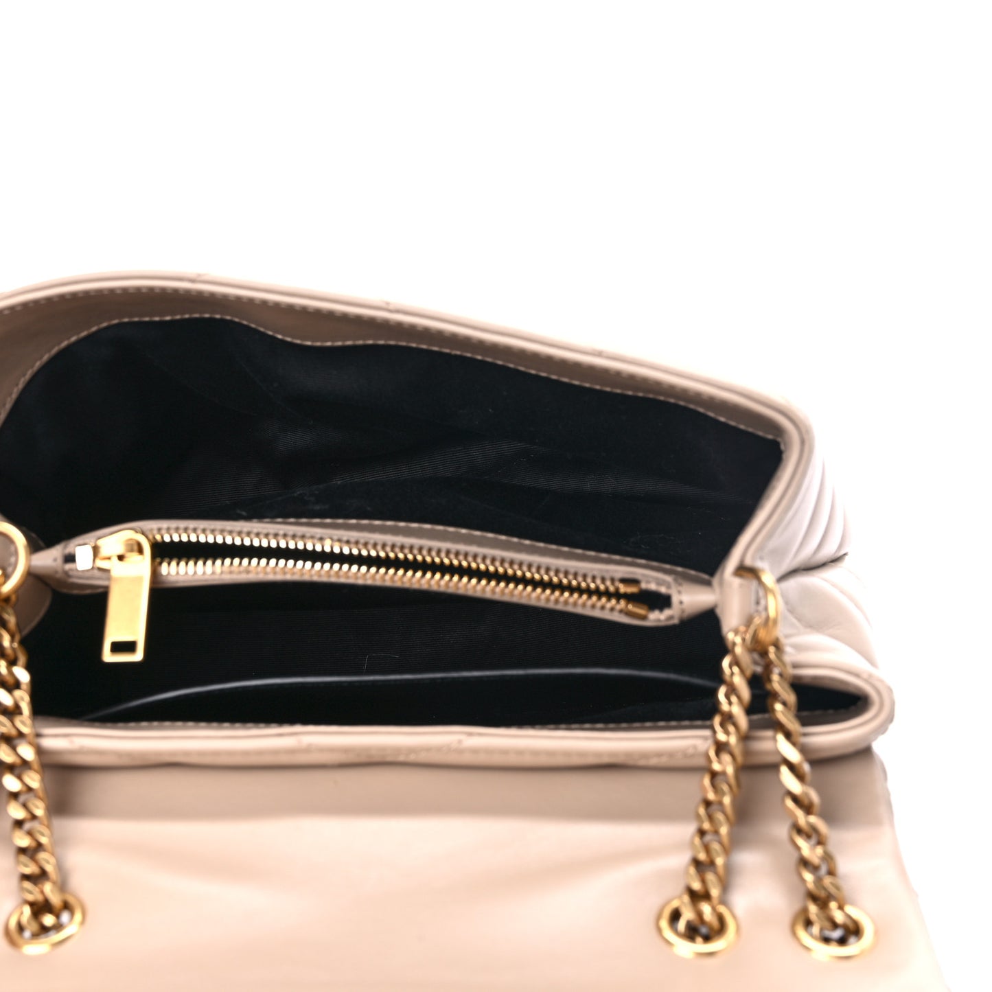 Calfskin Y Quilted Monogram Small Loulou Chain Satchel Dark Beige