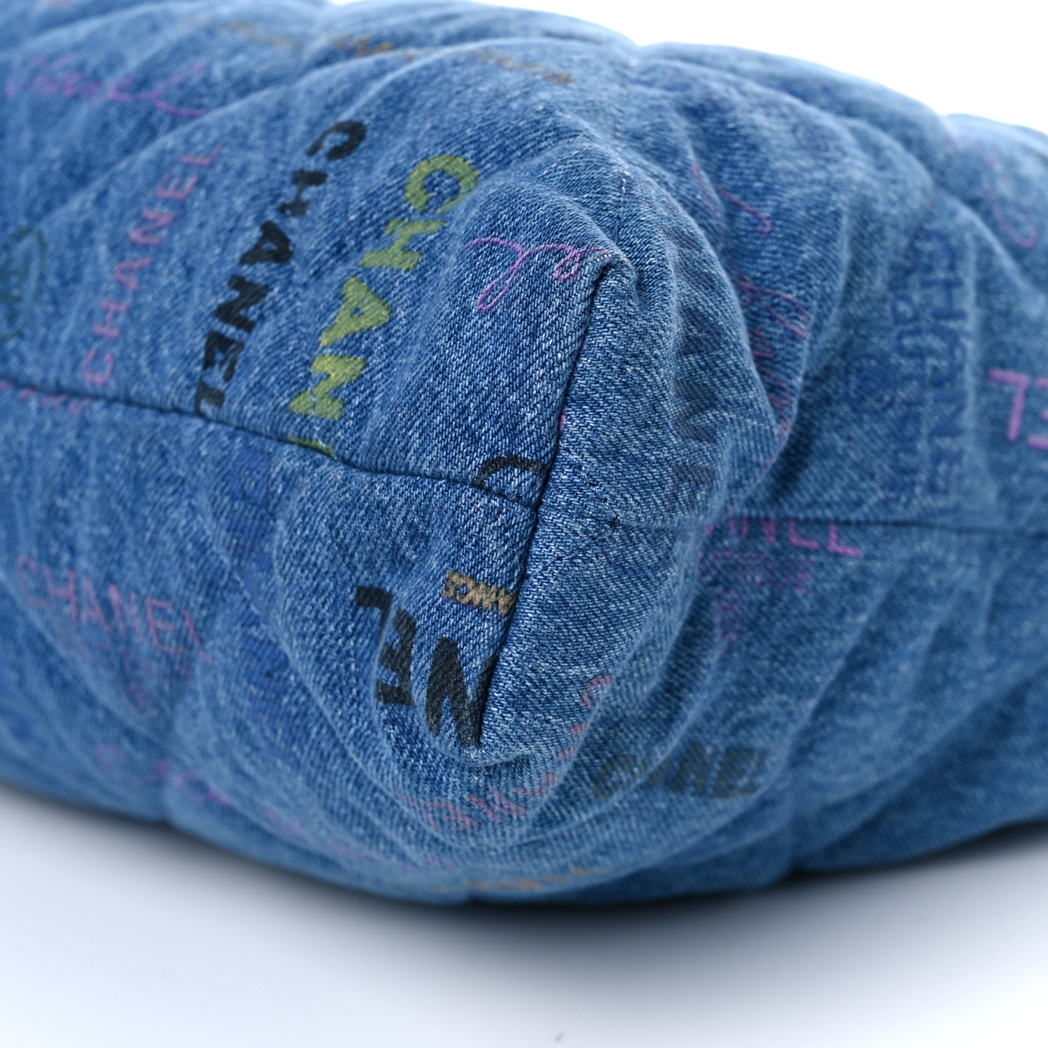 Chanel Denim Quilted Denim Mood Maxi Shopping Bag Blue Multicolor 9 of 10
