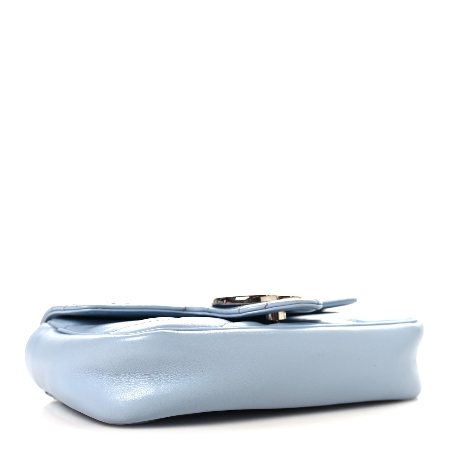 Calfskin Matelasse Super Mini GG Marmont Shoulder Bag Porcelain Light Blue