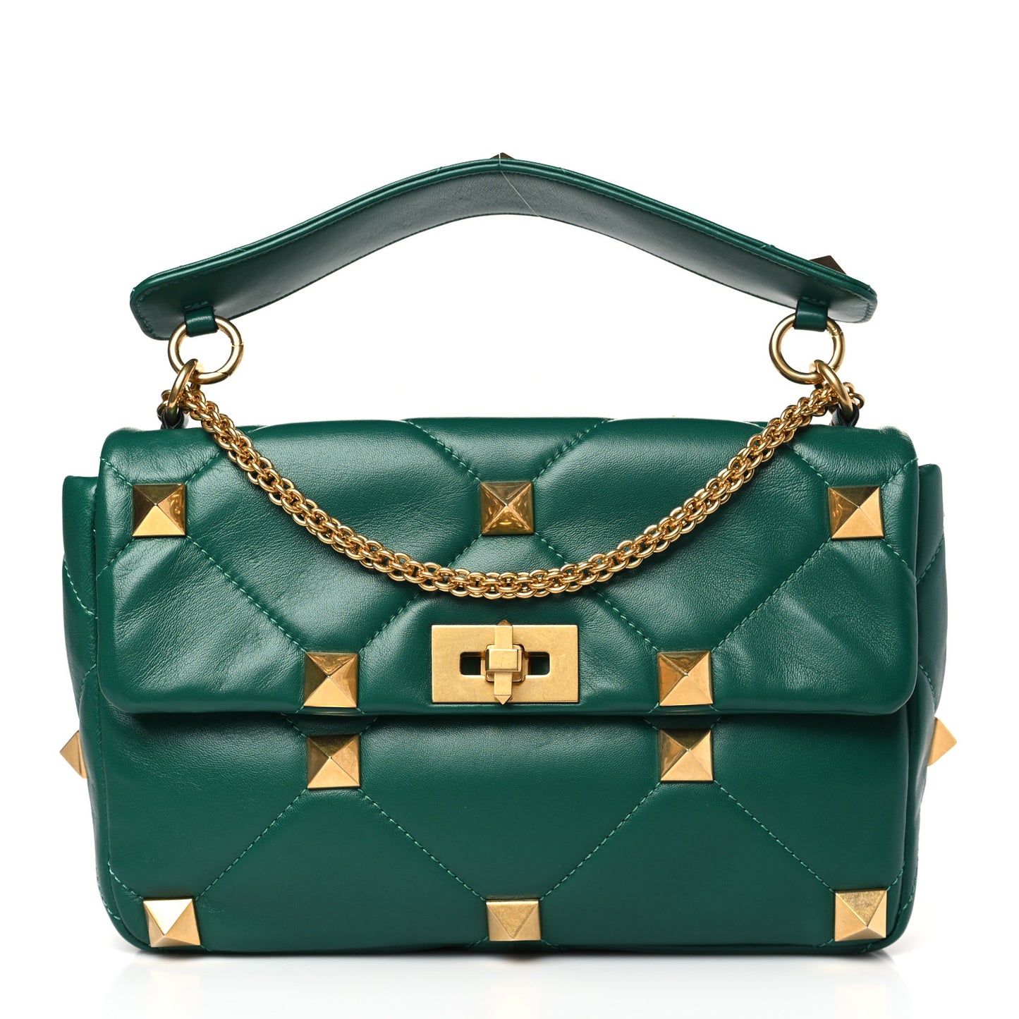 Nappa Large Roman Stud Shoulder Bag Jungle