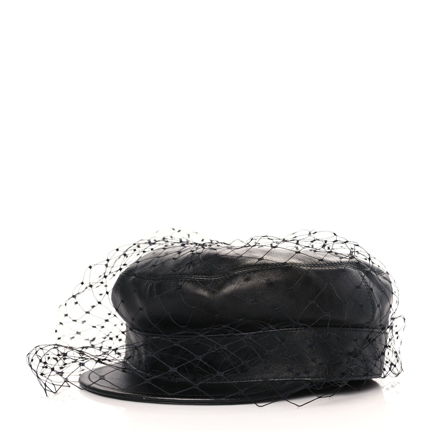 Lambskin Arty Beret Cap With Veil 57 Black