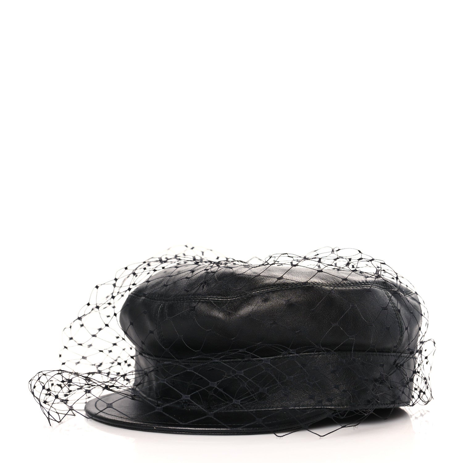Christian Dior Lambskin Arty Beret Cap With Veil 57 Black 1 of 7
