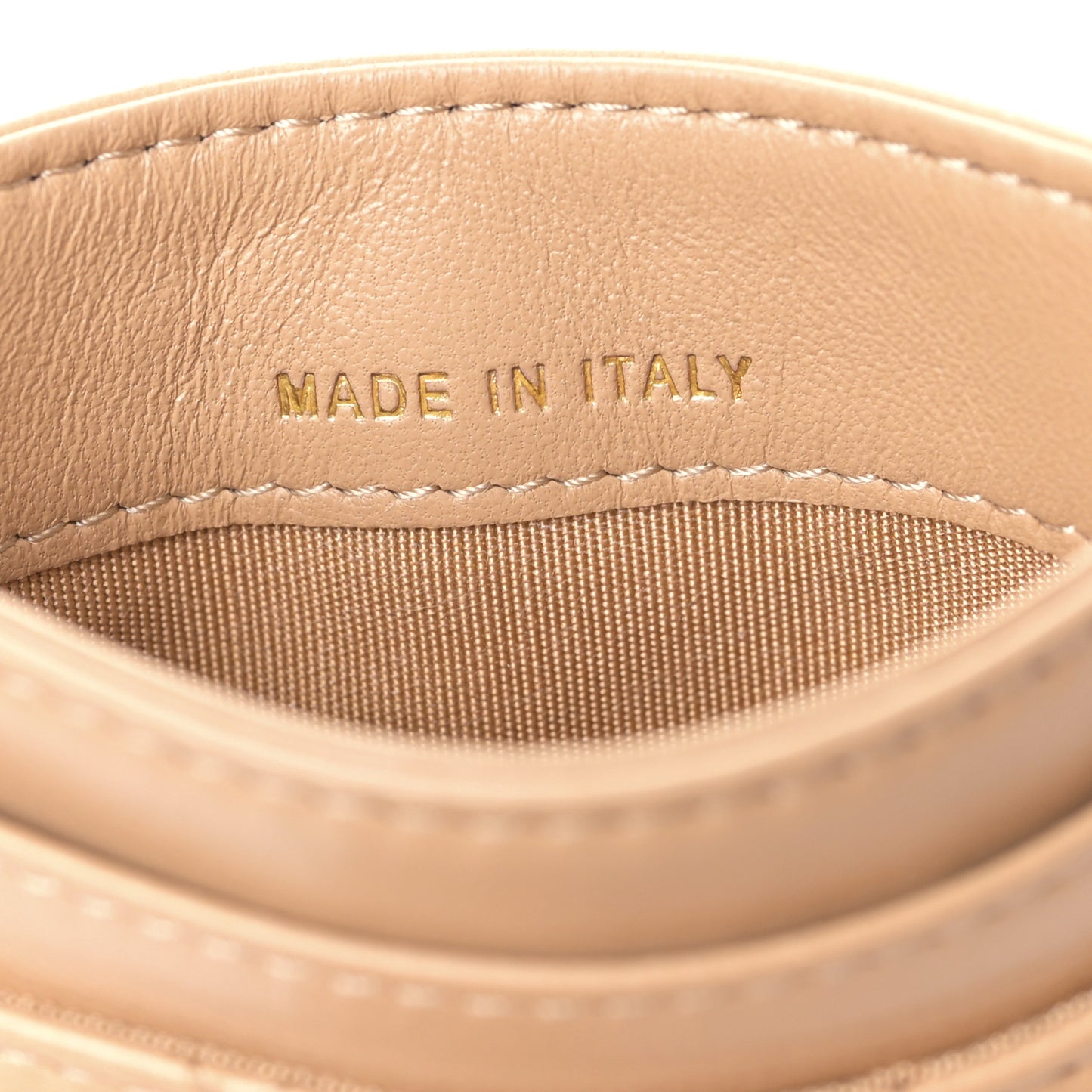 Lambskin Quilted Boy Card Holder Beige