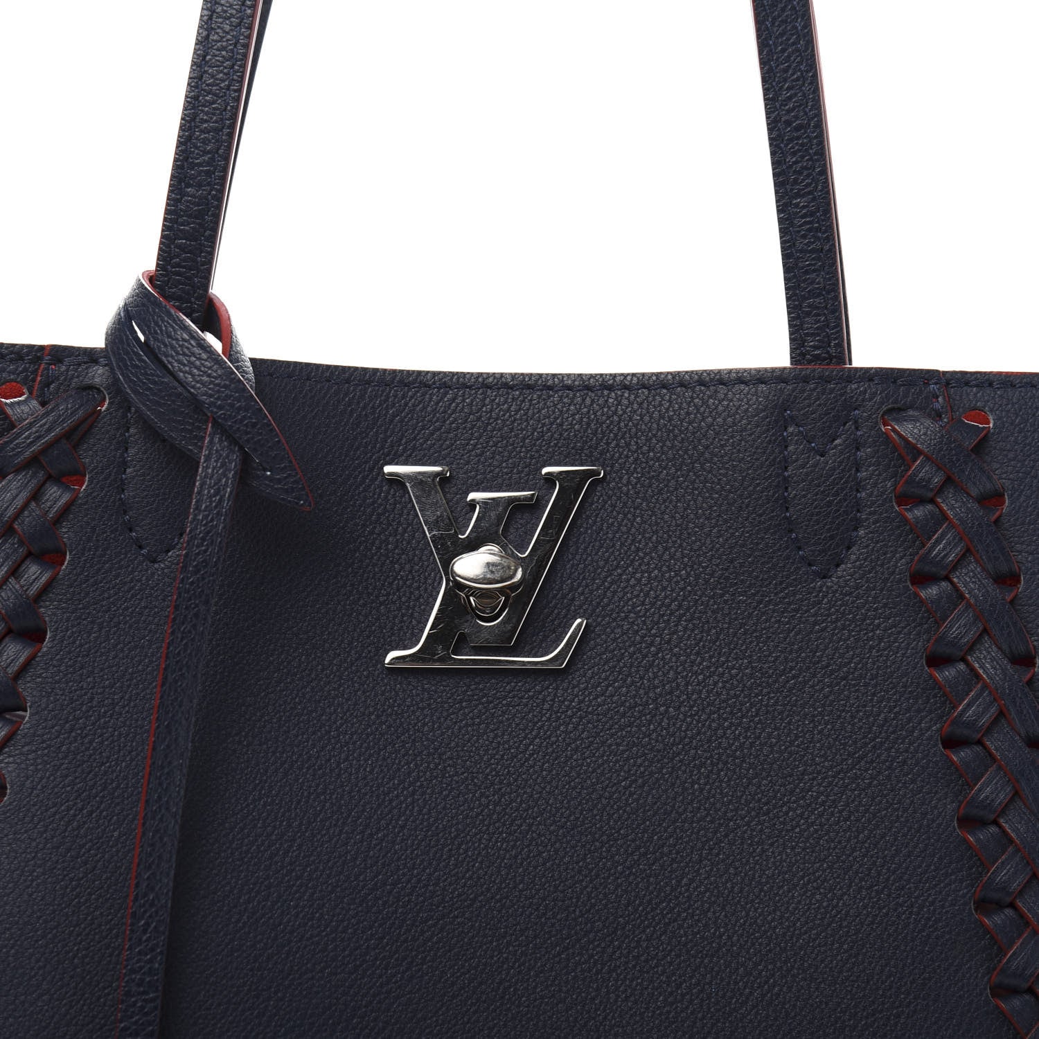 Louis Vuitton Calfskin Braided Lockme Cabas Marine Rouge 13 of 13