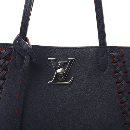 Louis Vuitton Calfskin Braided Lockme Cabas Marine Rouge 13 of 13