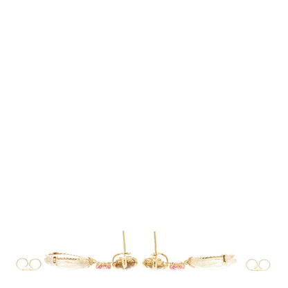 David Yurman 18K Yellow Gold Rutilated Quartz Pink Tourmaline Citrine Chatelaine Drop Earrings 3 of 5