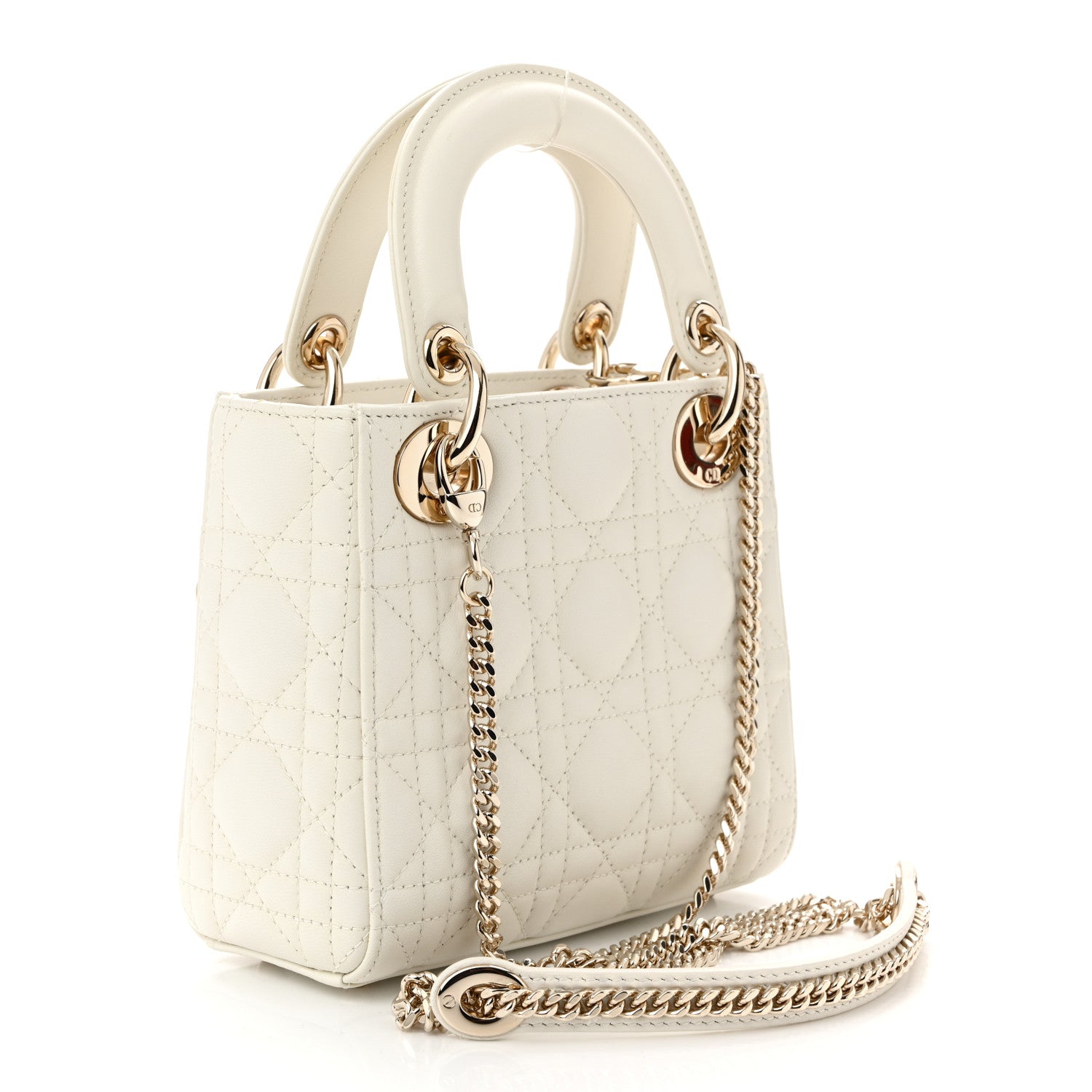 Christian Dior Lambskin Cannage Mini Lady Dior White 3 of 11