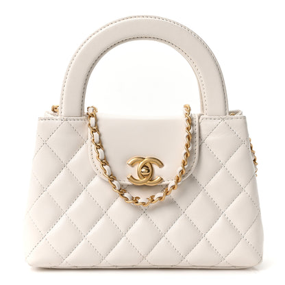 Chanel Shiny Aged Calfskin Quilted Nano Kelly Shopper White 1 of 11