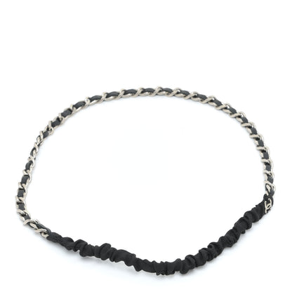Chanel Calfskin Chain CC Headband Black Silver 3 of 4