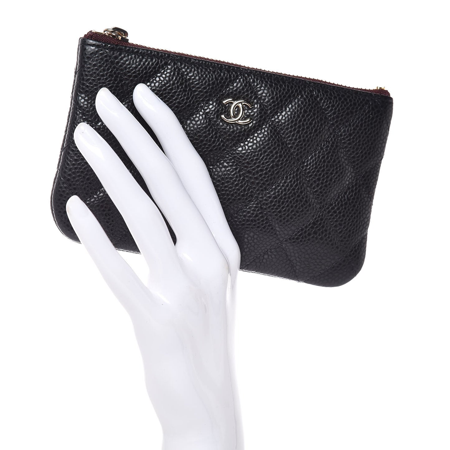 Caviar Quilted Small Cosmetic Case Black