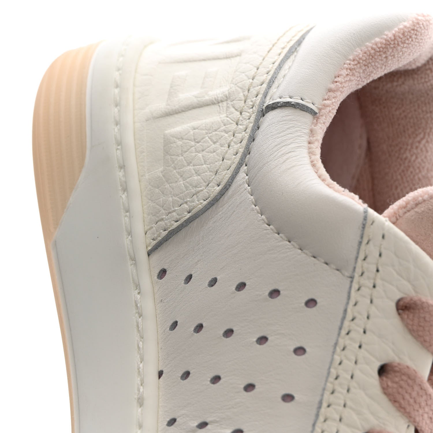 Chanel Grained Calfskin Fabric Womens Logo Sneakers 35.5 White Light Pink 11 of 13