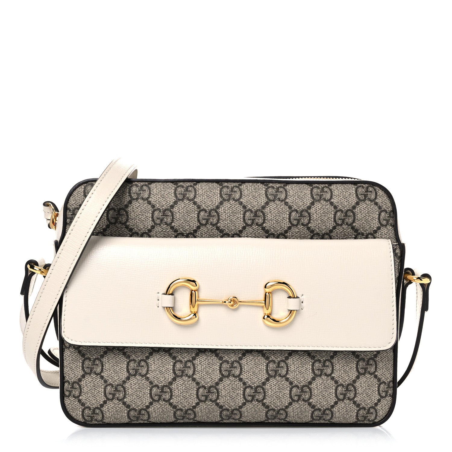 Gucci GG Supreme Monogram Small Horsebit 1955 Shoulder Bag Beige Mystic White 1 of 11