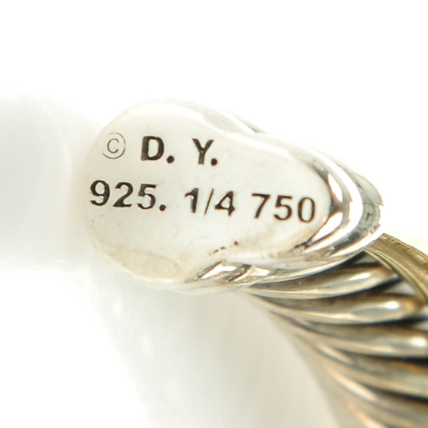 David Yurman Sterling Silver 18K Yellow Plated Gold 5mm Crossover Cuff 4 of 5