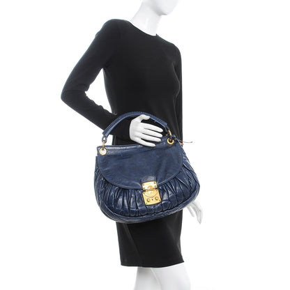 Miu Miu Matelasse Lux Nappa Hobo Inchiostro 2 of 9