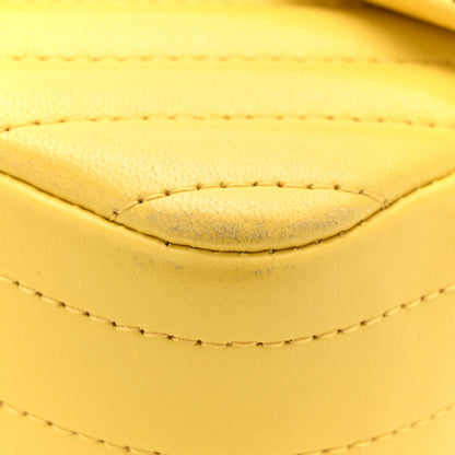 Chanel Lambskin Chevron Quilted Extra Mini Rectangular Flap Yellow 15 of 16