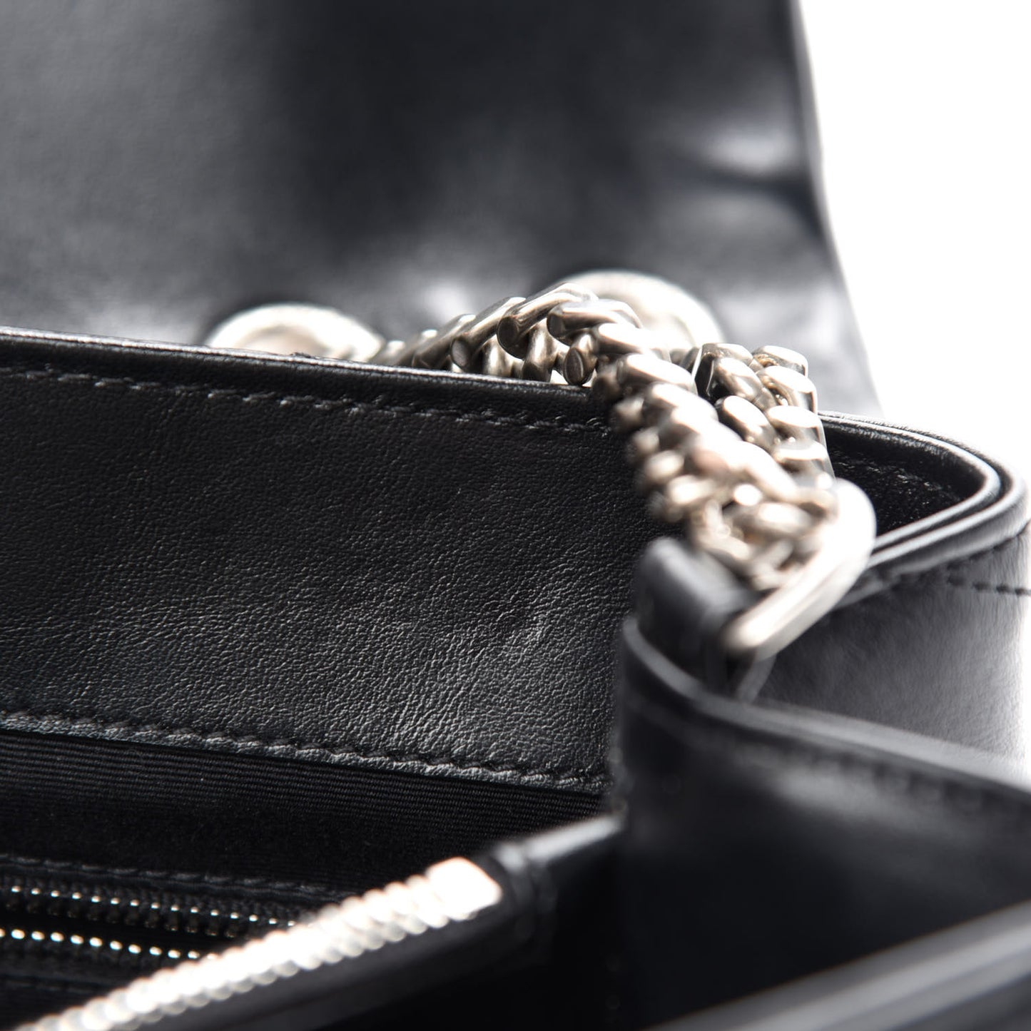 Calfskin Y Quilted Monogram Medium Loulou Chain Satchel Black