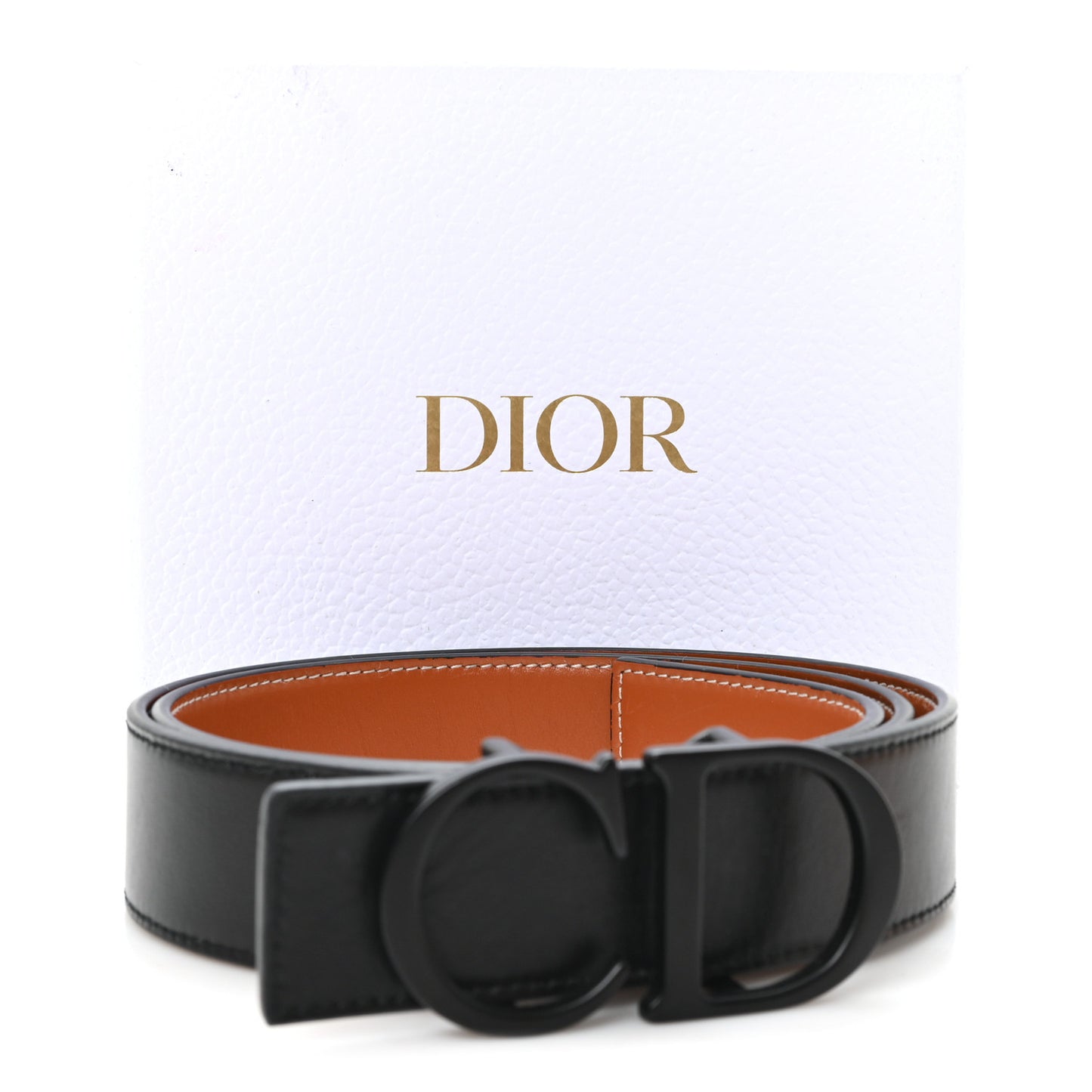 Calfskin 35mm Reversible DiorTears Belt 90 36 Black Brown