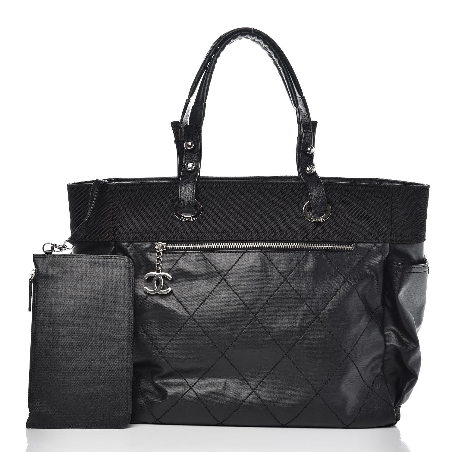 Chanel Coated Canvas Large Paris Biarritz Tote Black 3 of 19