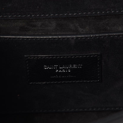 Saint Laurent Calfskin Fringe Medium Snake Monogram Satchel Black 6 of 6