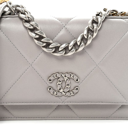 Chanel Lambskin Quilted Chanel 19 Wallet On Chain WOC Grey 9 of 11
