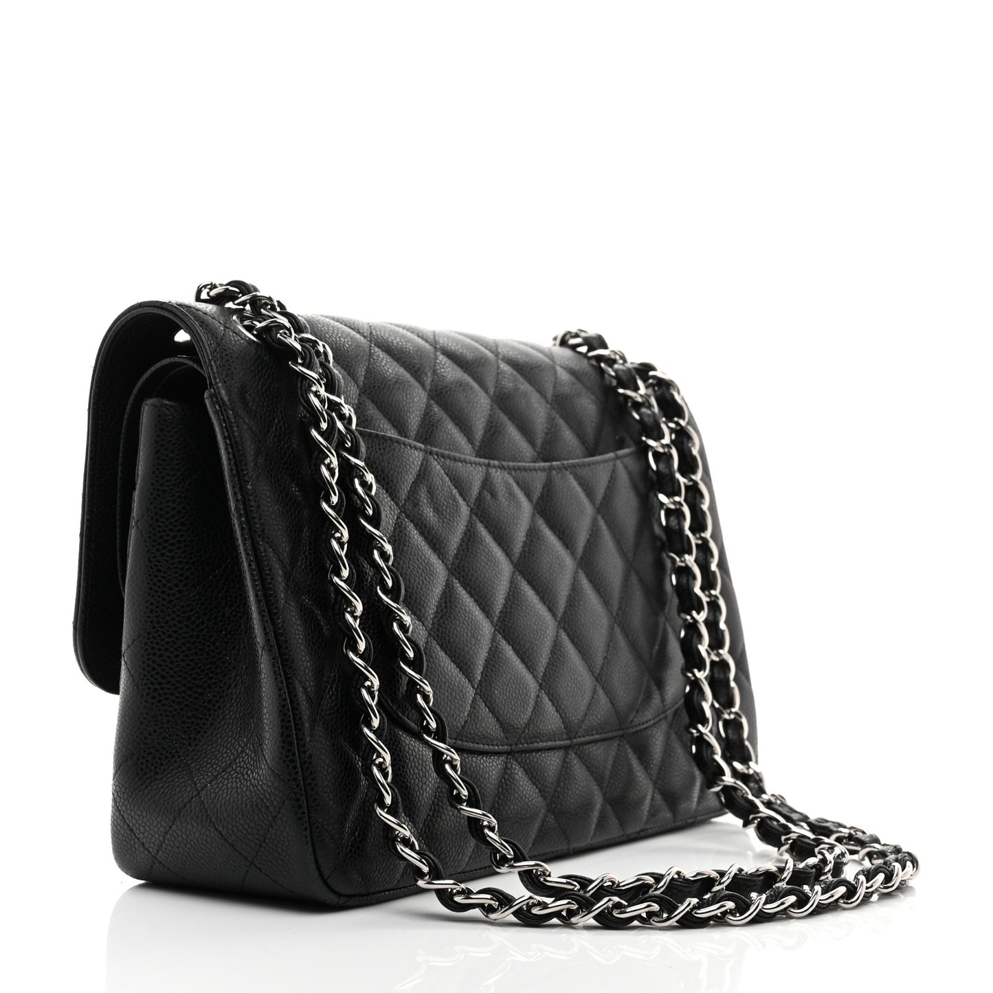Caviar Quilted Jumbo Double Flap Black