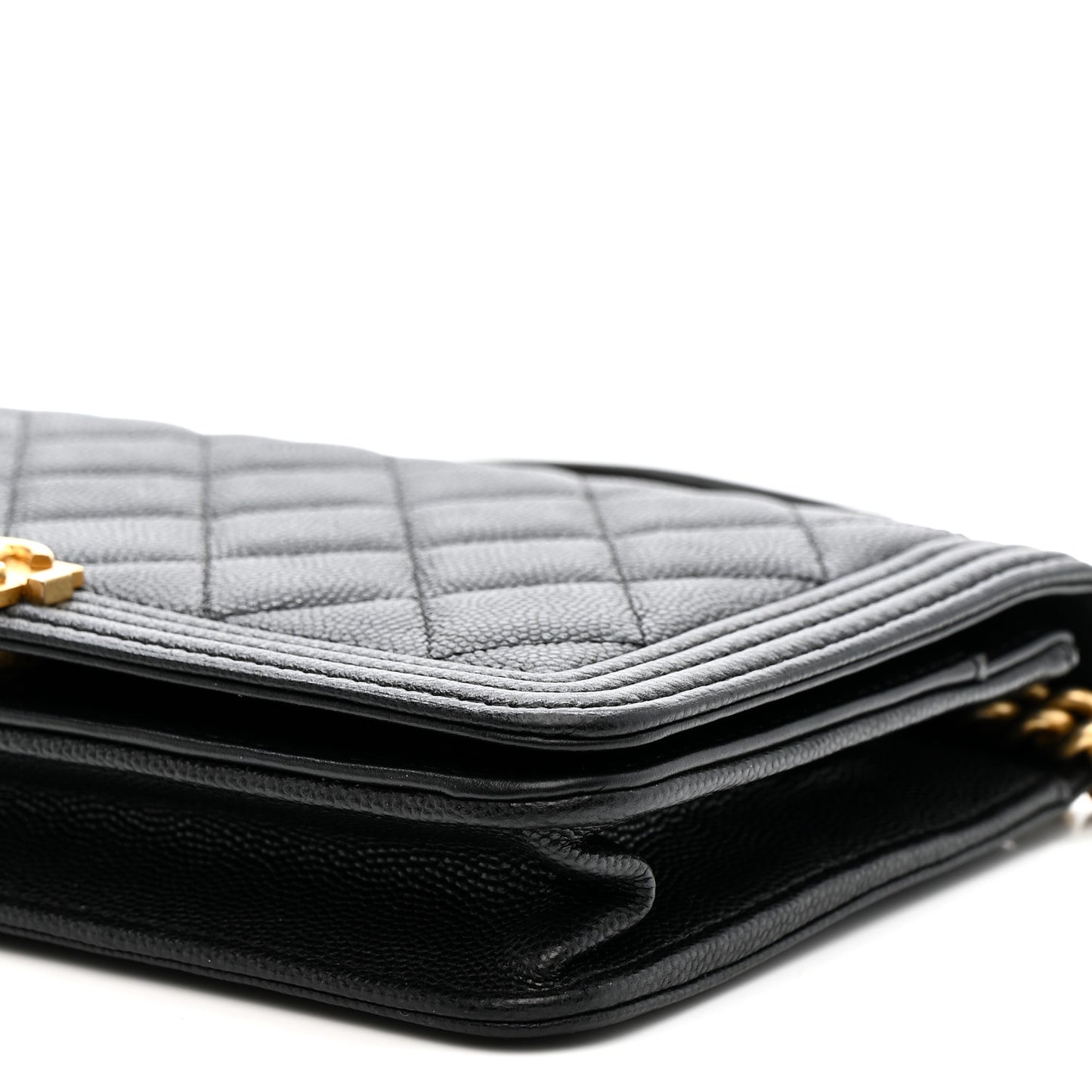 Caviar Quilted Boy Wallet On Chain WOC Black