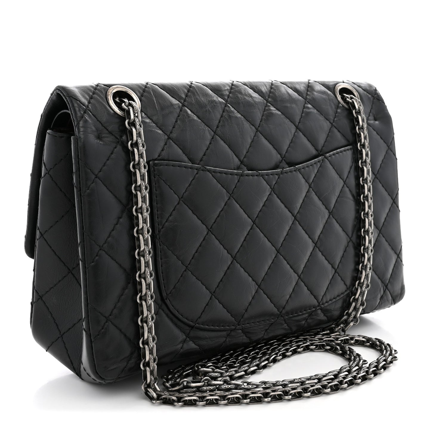Aged Calfskin Quilted 2.55 Reissue 225 Flap Black