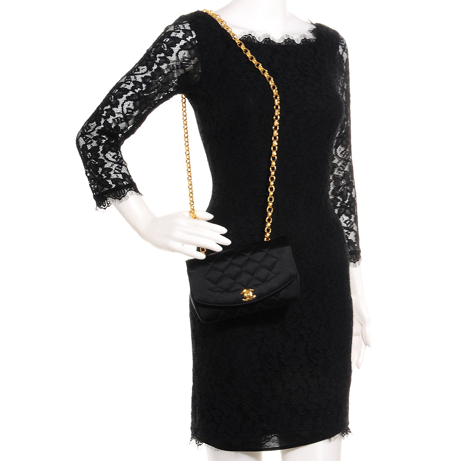Chanel Quilted Satin Evening Flap Black 2 of 8