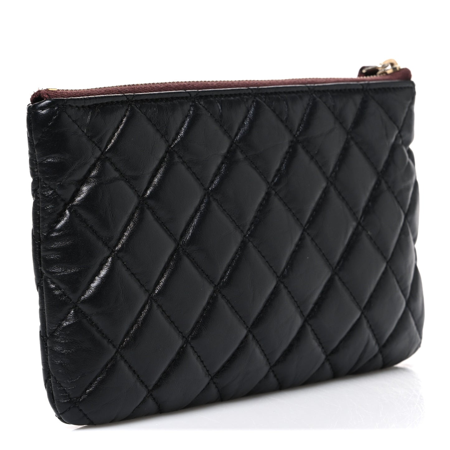 Aged Calfskin Quilted Medium Reissue Cosmetic Case Black