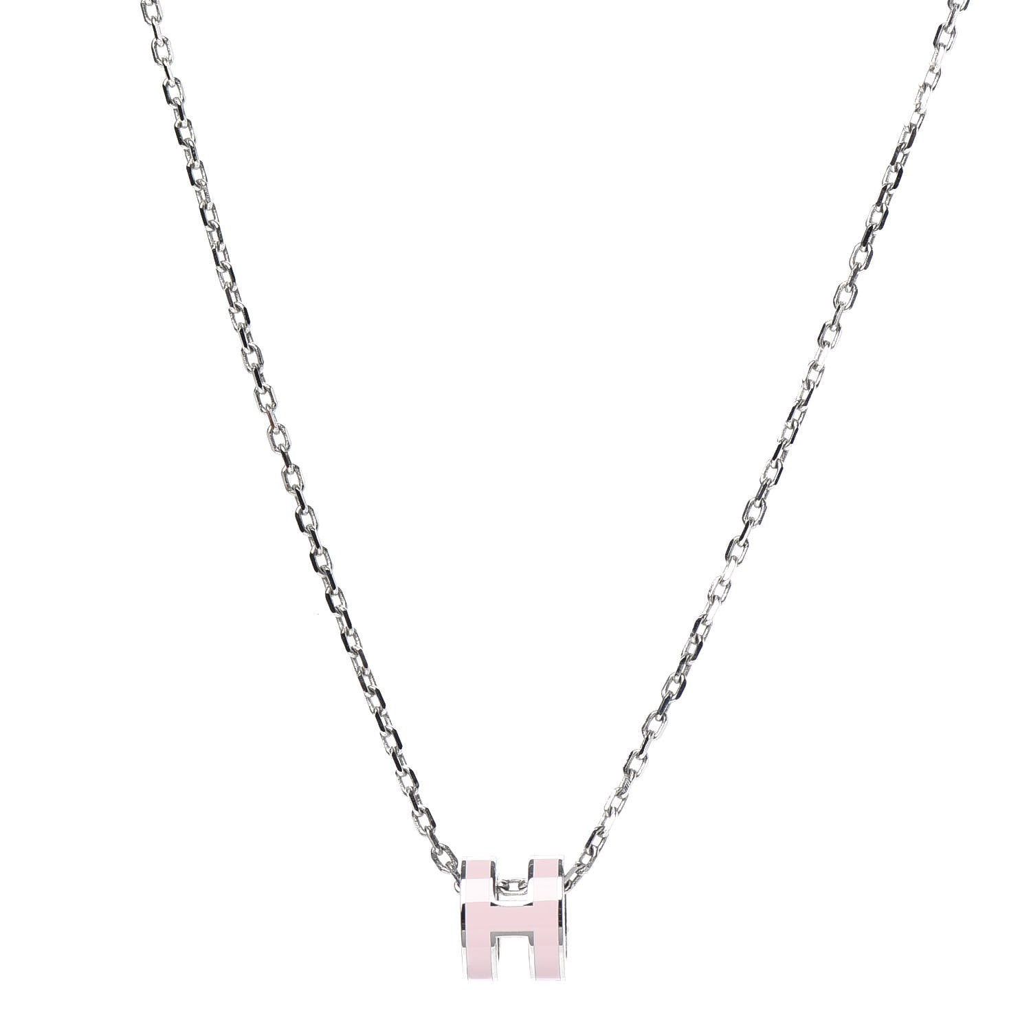 Hermes Palladium Mini Pop H Pendant Necklace Rose Dragee 1 of 5