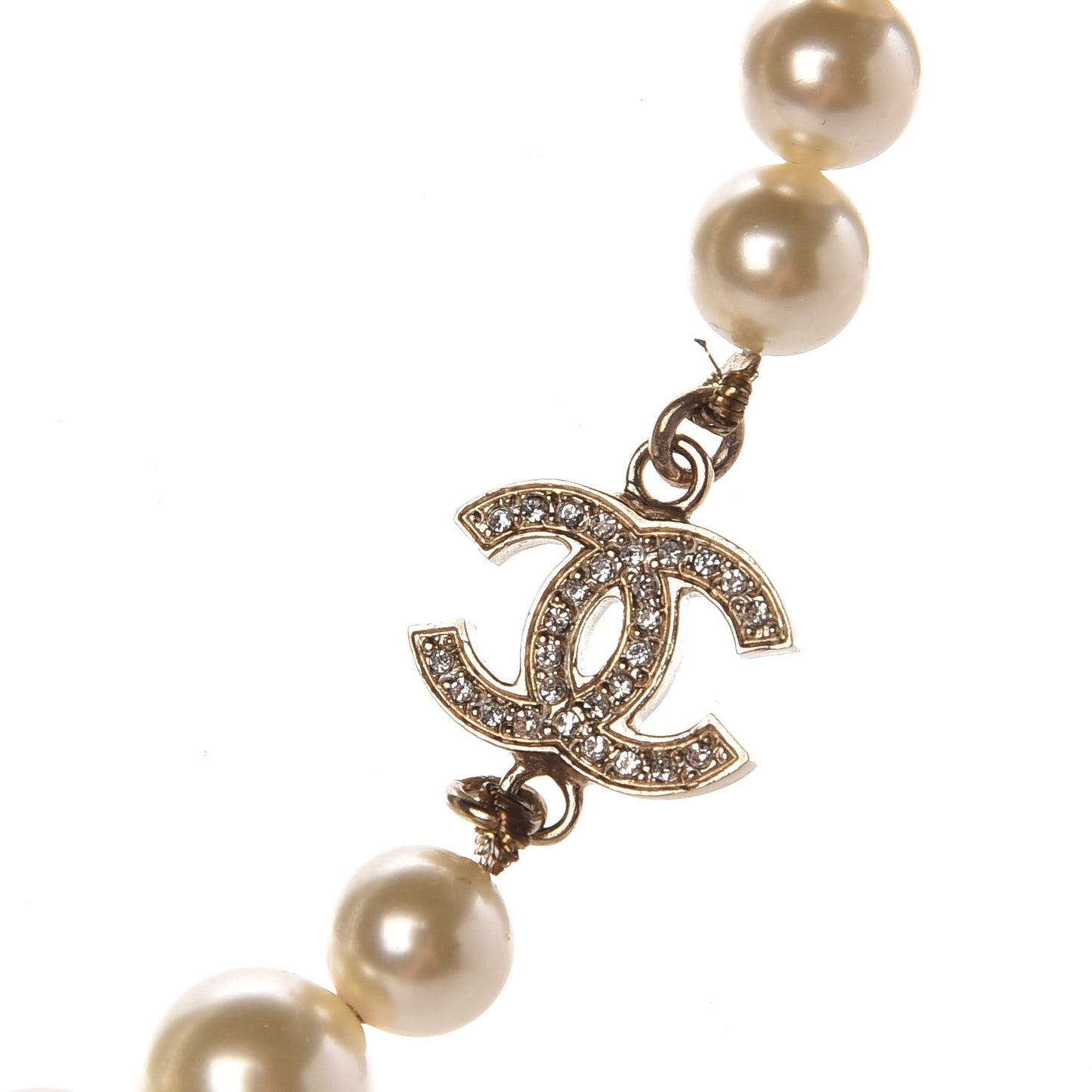 Crystal Pearl CC Short Necklace Gold