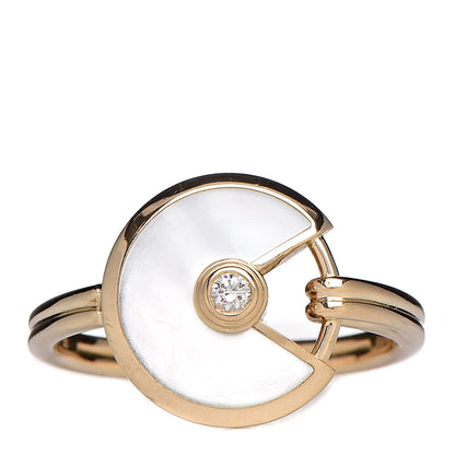 Cartier 18K Yellow Gold Diamond Mother of Pearl Amulette de Ring 50 5.25 1 of 6