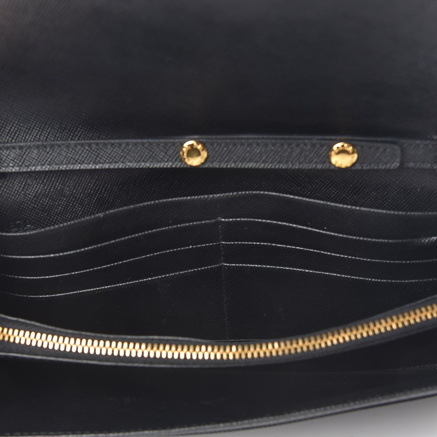 Saffiano Metal Oro Chain Wallet Black