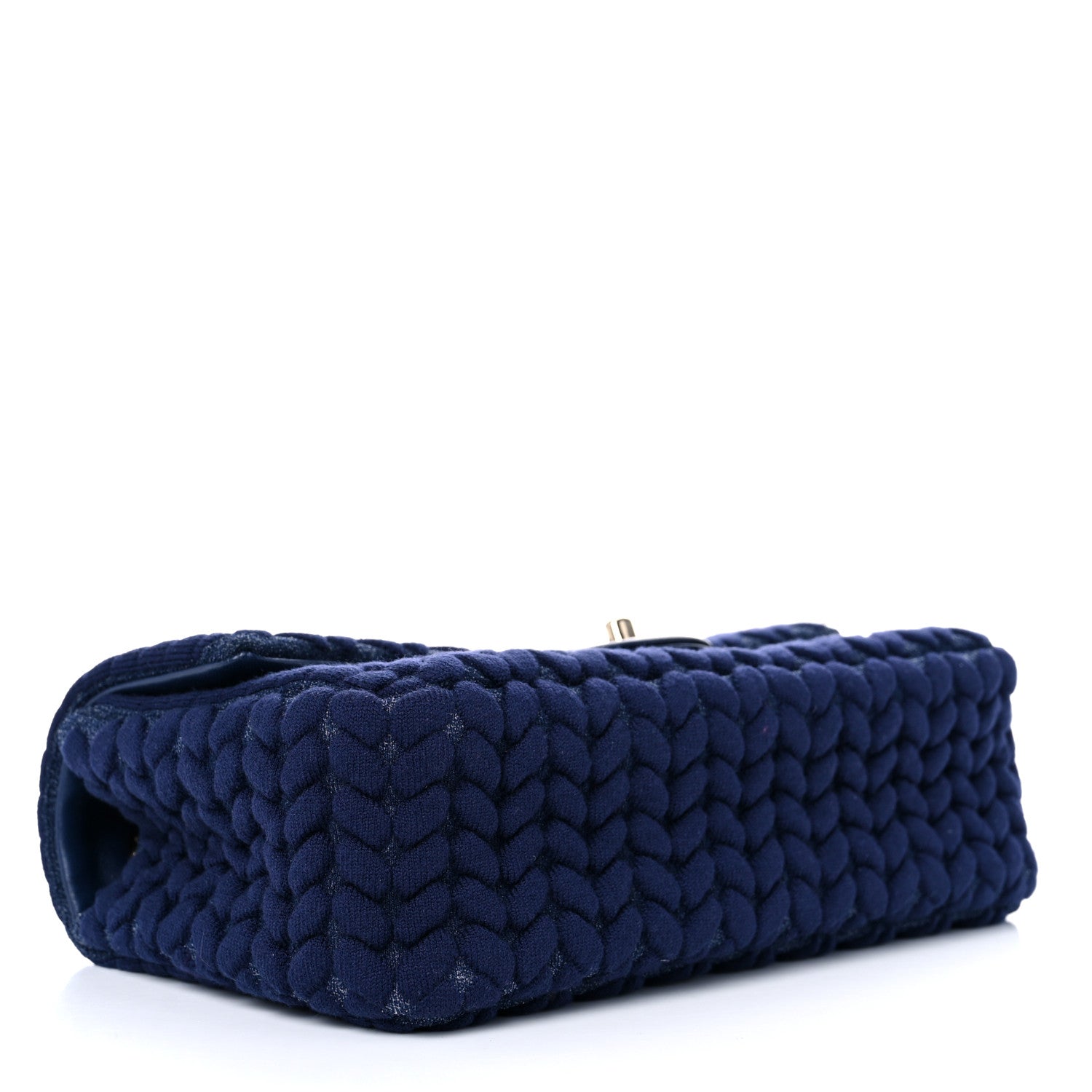 Chanel Woven Jersey Medium Single Flap Navy 4 of 10