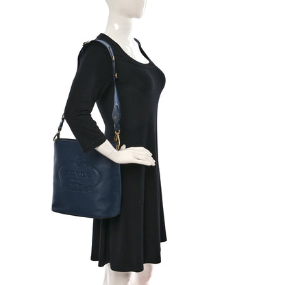 Prada Vitello Phenix Logo Hobo Baltico 2 of 11