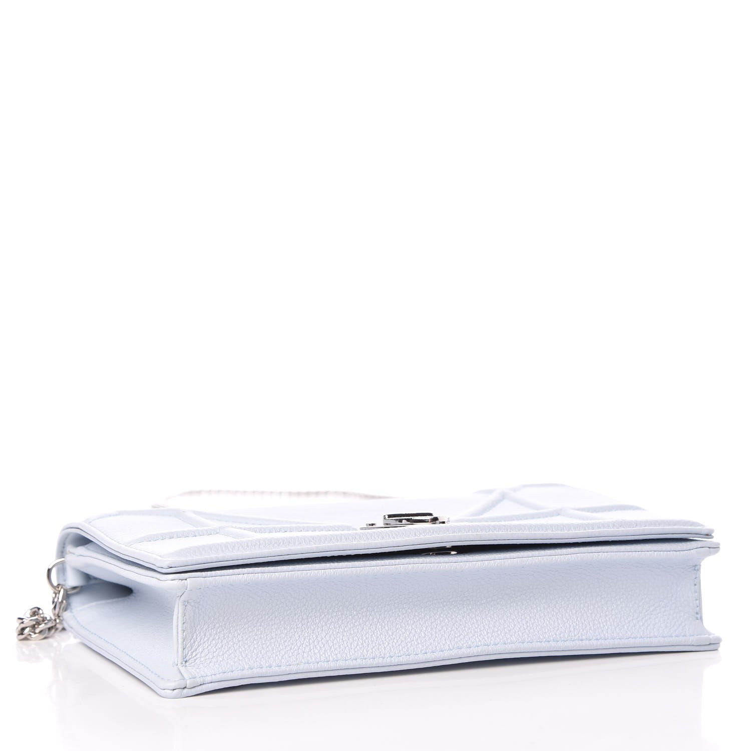 Christian Dior Grained Calfskin Diorama Wallet on Chain Pouch Light Blue 4 of 15