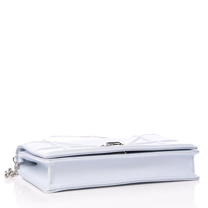 Christian Dior Grained Calfskin Diorama Wallet on Chain Pouch Light Blue 4 of 15