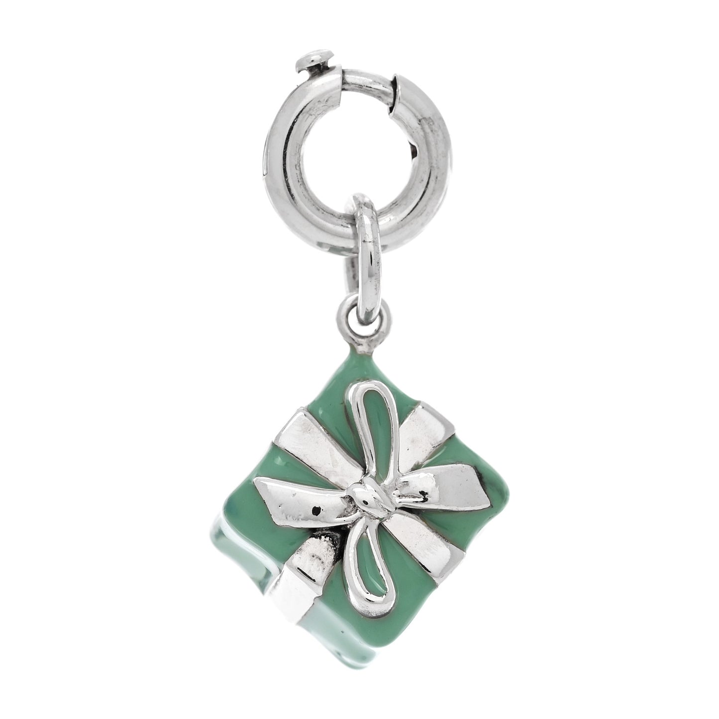 Sterling Silver Enamel Gift Box Charm Blue