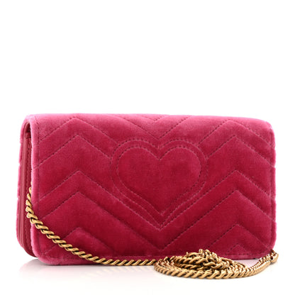 Gucci Velvet Matelasse Love Embroidered GG Marmont Mini Bag Light Raspberry Rose 3 of 9