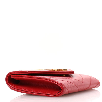 Saint Laurent Grain De Poudre Matelasse Chevron Small Monogram Envelope Wallet Bandana Red 4 of 8
