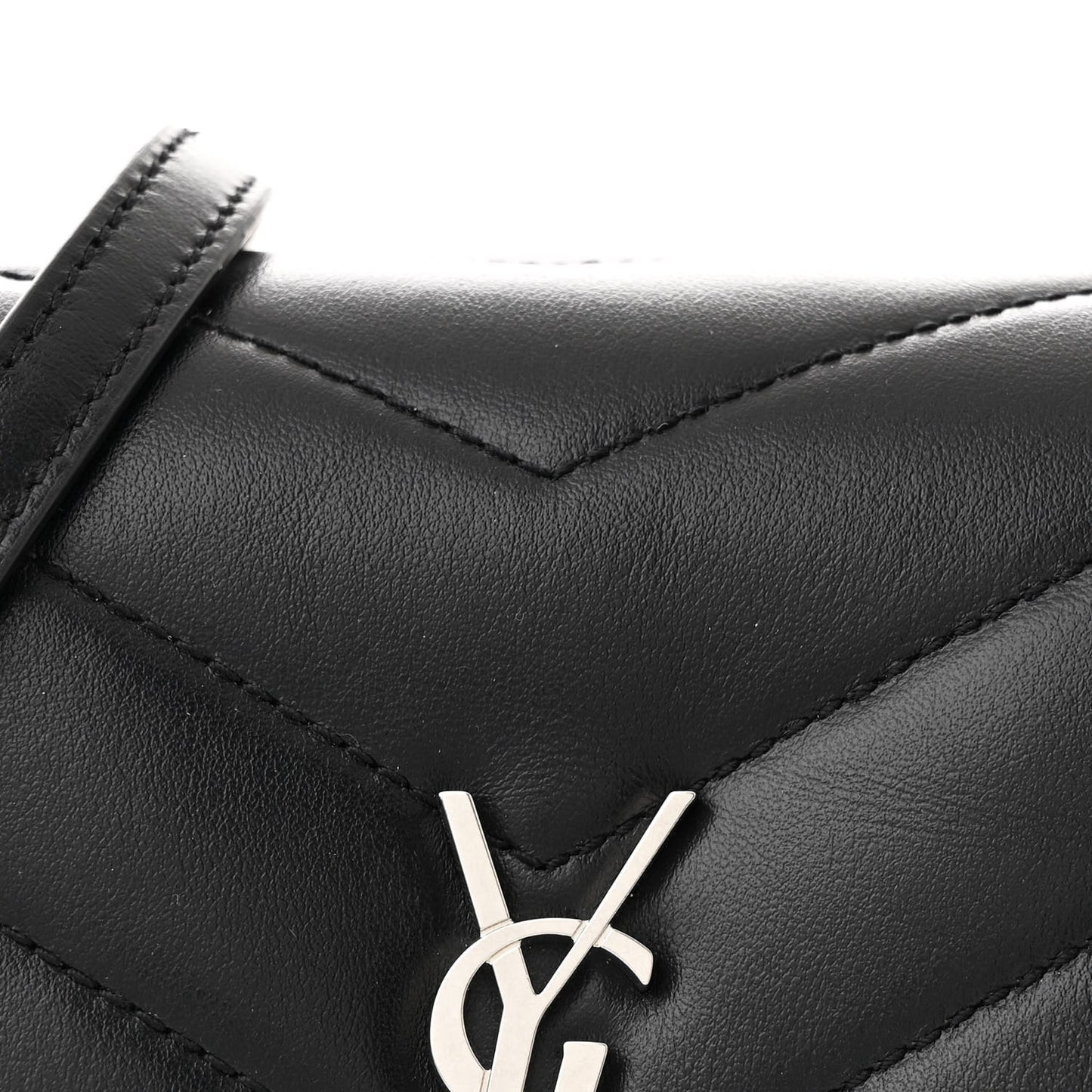 Calfskin Y Quilted Monogram Toy Loulou Crossbody Bag Black