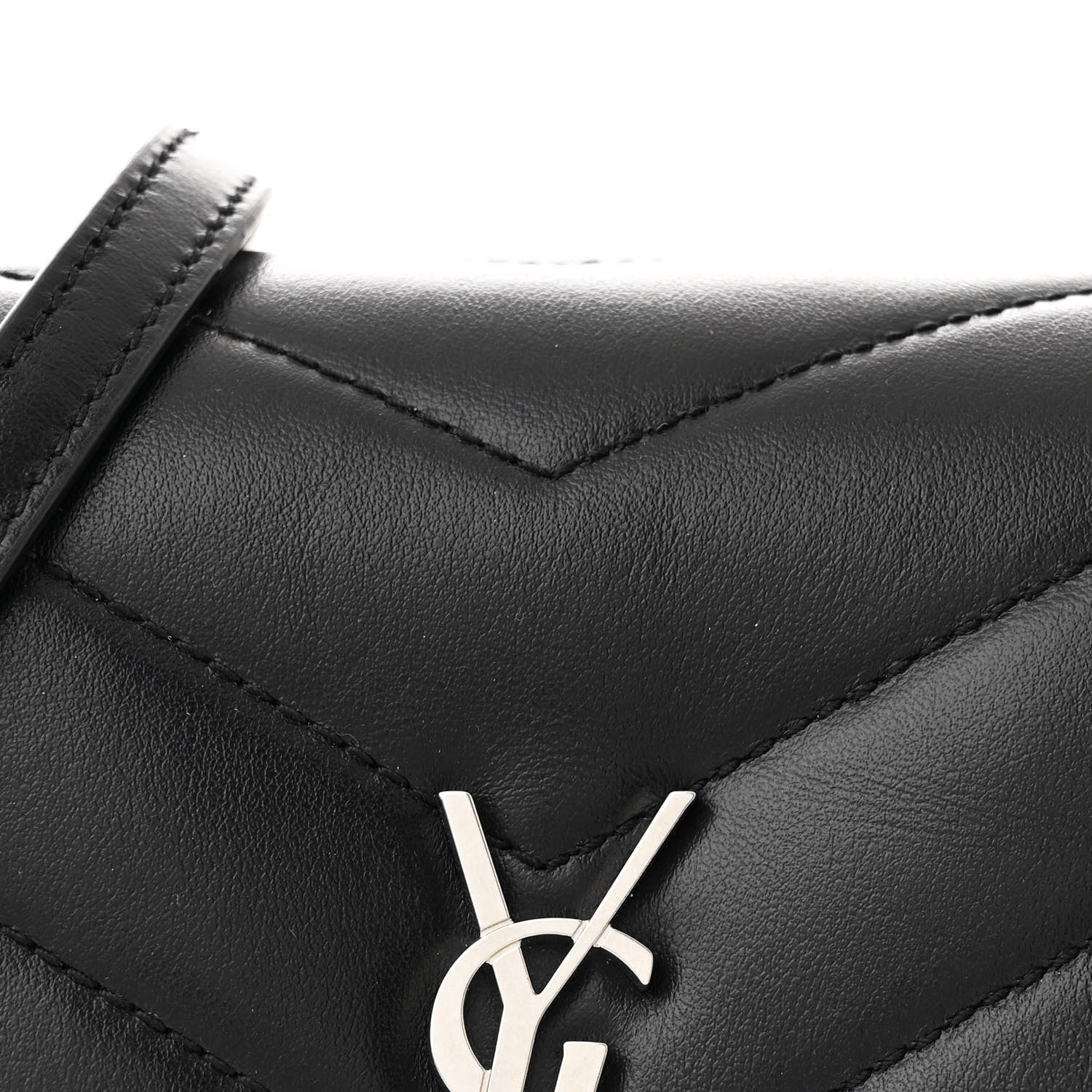 Saint Laurent Calfskin Y Quilted Monogram Toy Loulou Crossbody Bag Black 9 of 12
